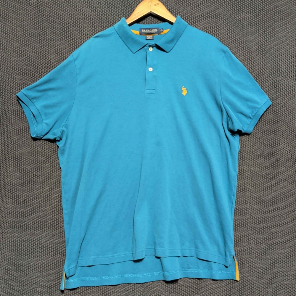 U.S. Polo Assn. Polo Shirt Mens XL Teal Blue Luxury Feel Cotton Short Sleeve